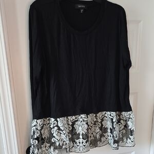 Black Embellished Long Sleeve Blouse